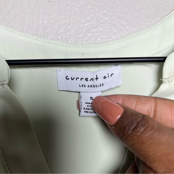 Current Air Anthropologie Women Top Small Pastel Green Split Neck Shirred - Picture 6 of 9